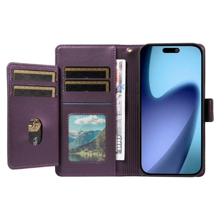 For iPhone Air Multi Card Wallet Leather Phone Case with Strap(Purple) - iPhone Air Cases by buy2fix | Online Shopping UK | buy2fix