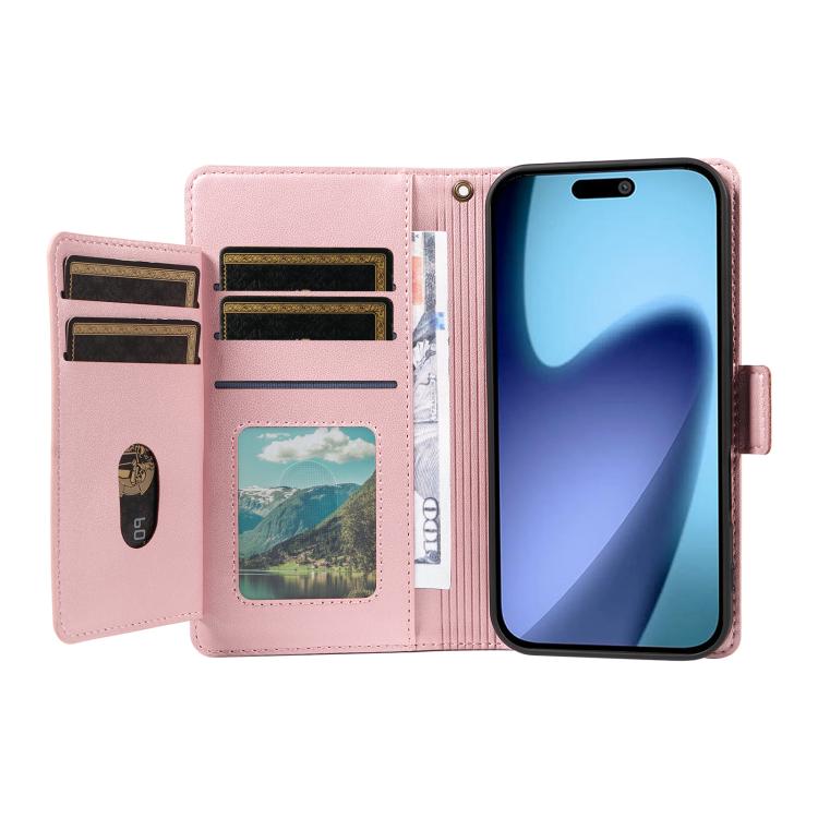 For iPhone Air Multi Card Wallet Leather Phone Case with Strap(Rose Gold) - iPhone Air Cases by buy2fix | Online Shopping UK | buy2fix