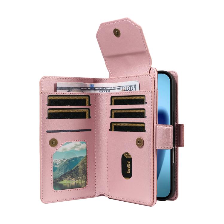 For iPhone Air Multi Card Wallet Leather Phone Case with Strap(Rose Gold) - iPhone Air Cases by buy2fix | Online Shopping UK | buy2fix