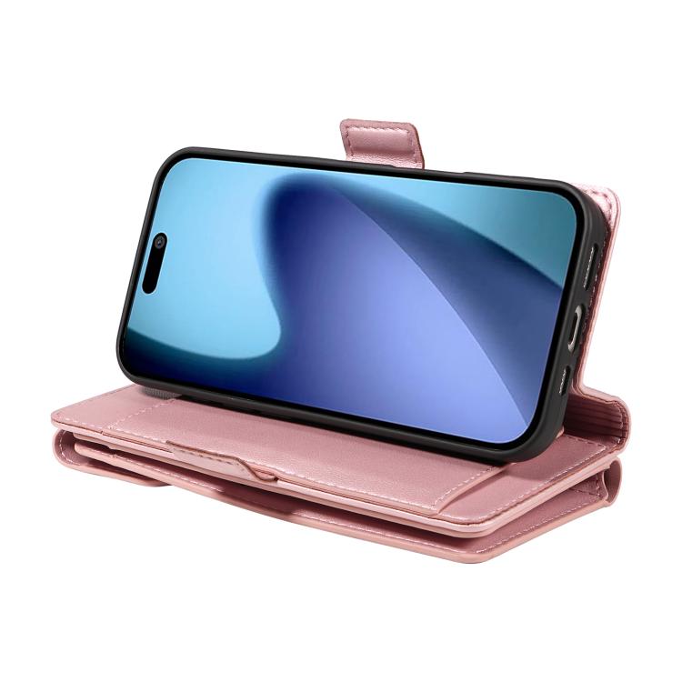 For iPhone Air Multi Card Wallet Leather Phone Case with Strap(Rose Gold) - iPhone Air Cases by buy2fix | Online Shopping UK | buy2fix