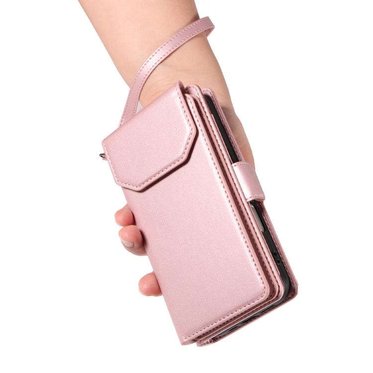For iPhone Air Multi Card Wallet Leather Phone Case with Strap(Rose Gold) - iPhone Air Cases by buy2fix | Online Shopping UK | buy2fix