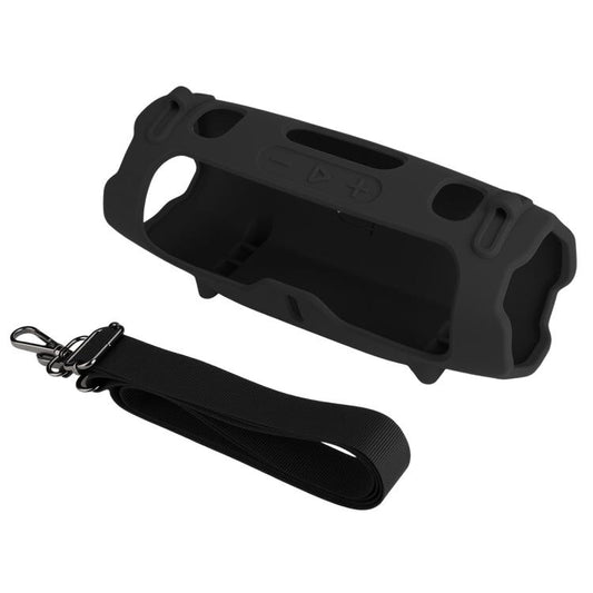 For JBL Charge 6 Silicone Protective Cover Portable Crossbody Speaker Soft Shell Bag(Black) - Protective Case by buy2fix | Online Shopping UK | buy2fix