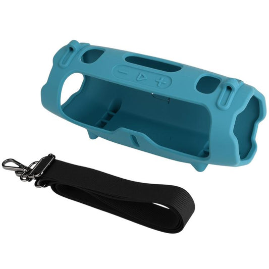 For JBL Charge 6 Silicone Protective Cover Portable Crossbody Speaker Soft Shell Bag(Blue) - Protective Case by buy2fix | Online Shopping UK | buy2fix