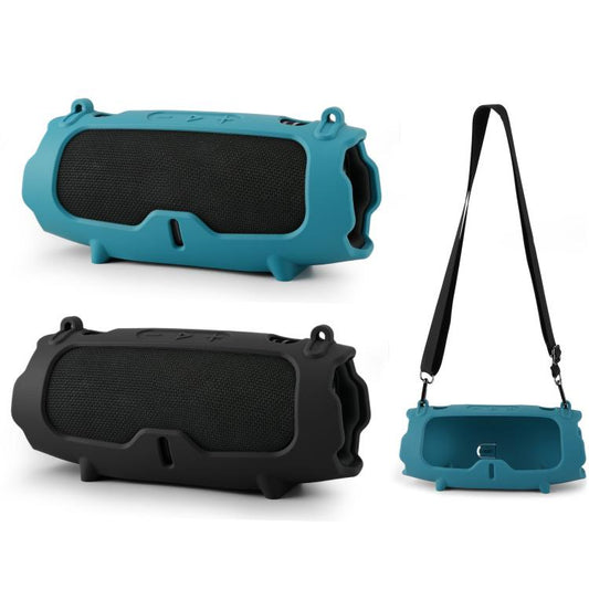 For JBL Charge 6 Silicone Protective Cover Portable Crossbody Speaker Soft Shell Bag(Black) - Protective Case by buy2fix | Online Shopping UK | buy2fix