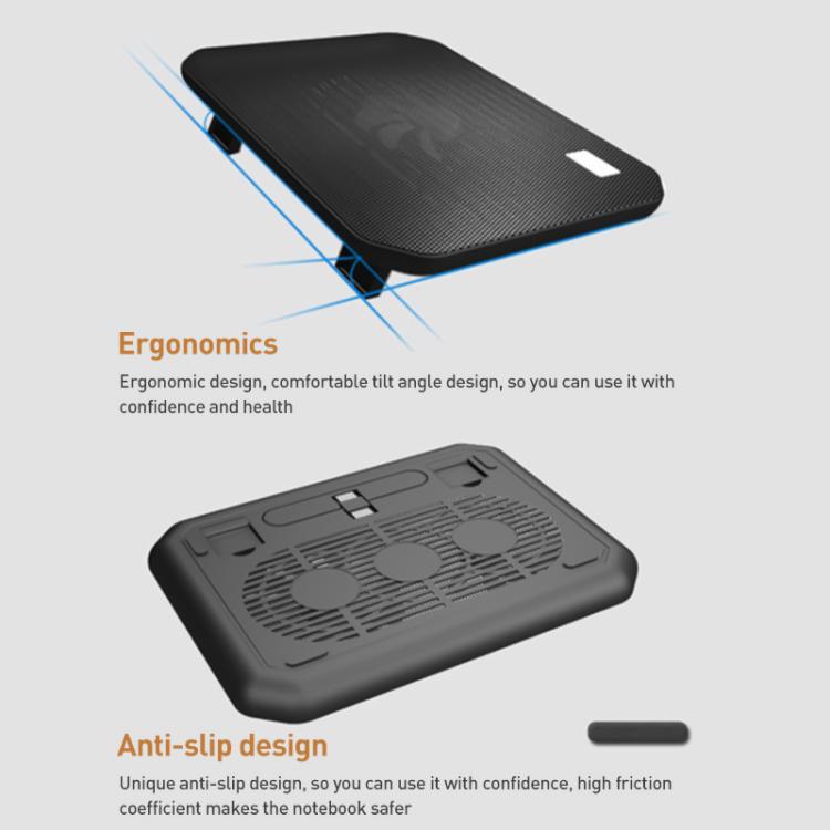 NUOXI M10B Dual Large Fan Laptop Cooling Pad(Silver) - Cooling Pads by NUOXI | Online Shopping UK | buy2fix
