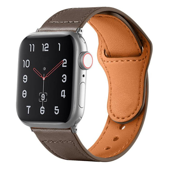 For Apple Watch 42mm / 41mm / 40mm / 38mm Reverse Buckle Genuine Leather Watch Band(Coffee)