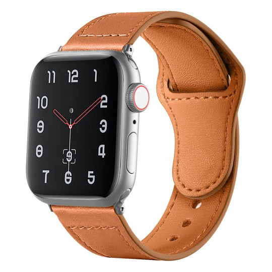 For Apple Watch 42mm / 41mm / 40mm / 38mm Reverse Buckle Genuine Leather Watch Band(Brown)