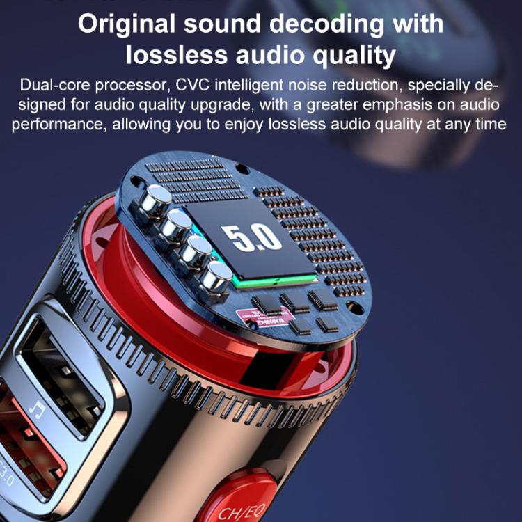 T23 Car FM Transmitter Bluetooth Player Fast Charging(Black) - Bluetooth Car Kits by buy2fix | Online Shopping UK | buy2fix