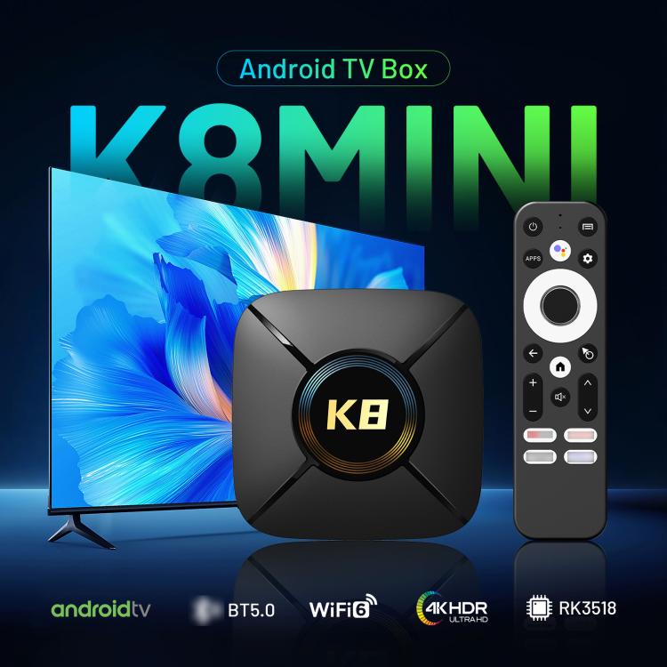 HK1 K8MINI 4K UHD Android 14 Smart TV Box with Remote Control, 2GB+16GB, RK3518 Quad-Core(US Plug) - Others by buy2fix | Online Shopping UK | buy2fix