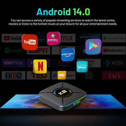 HK1 K8MINI 4K UHD Android 14 Smart TV Box with Remote Control, 2GB+32GB, RK3518 Quad-Core(UK Plug) - Others by buy2fix | Online Shopping UK | buy2fix