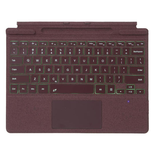 For MicroSoft Surface Pro 9 / 10 / 11 / 12 Single Color Backlight Tablet Bluetooth Keyboard with Touch Pad(Wine Red)