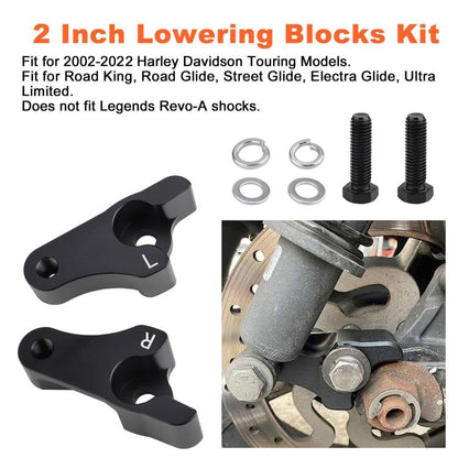 Motorcycle 2 inch Rear Slam Shock Lowering Blocks Kits for Harley 2002-2022(Silver) - Engines & Engine Parts by buy2fix | Online Shopping UK | buy2fix