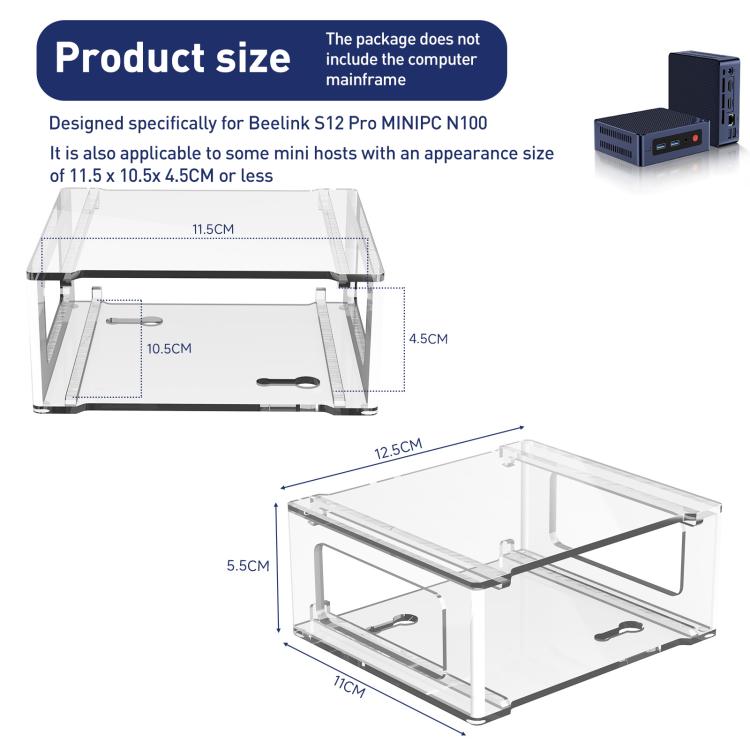 For Beelink S12 Pro Mini PC Desktop Upright Stand(Transparent) - MINI PC Accessories & Gadgets by buy2fix | Online Shopping UK | buy2fix
