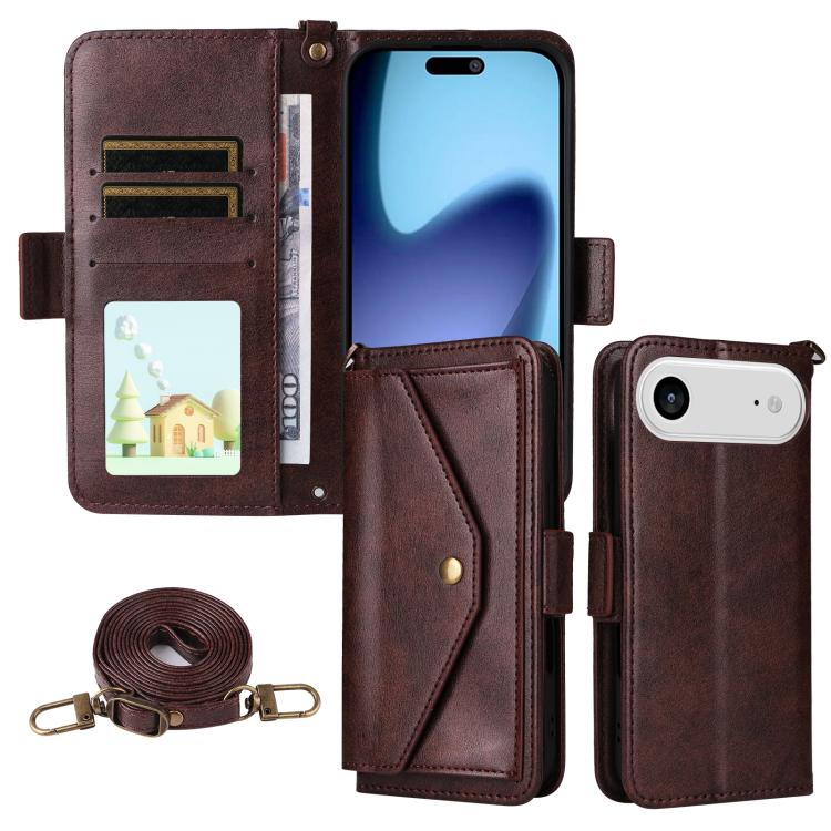 For iPhone Air Multi-card Slots Crossbody Cowhide Leather Phone Case(Brown) - iPhone Air Cases by buy2fix | Online Shopping UK | buy2fix