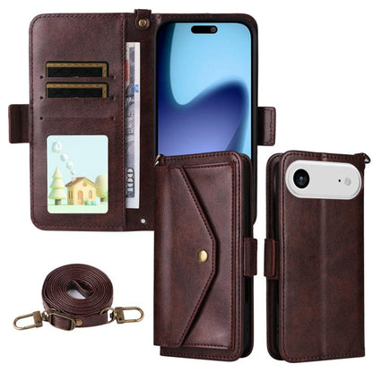 For iPhone Air Multi-card Slots Crossbody Cowhide Leather Phone Case(Brown) - iPhone Air Cases by buy2fix | Online Shopping UK | buy2fix