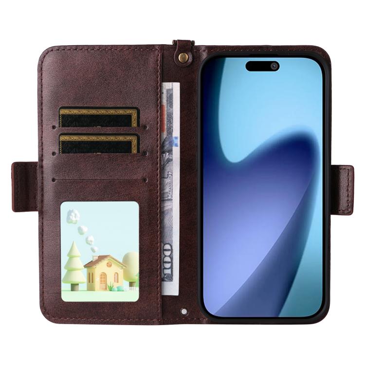 For iPhone Air Multi-card Slots Crossbody Cowhide Leather Phone Case(Brown) - iPhone Air Cases by buy2fix | Online Shopping UK | buy2fix