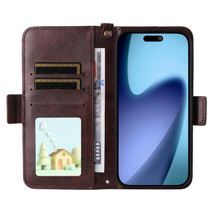 For iPhone Air Multi-card Slots Crossbody Cowhide Leather Phone Case(Brown) - iPhone Air Cases by buy2fix | Online Shopping UK | buy2fix