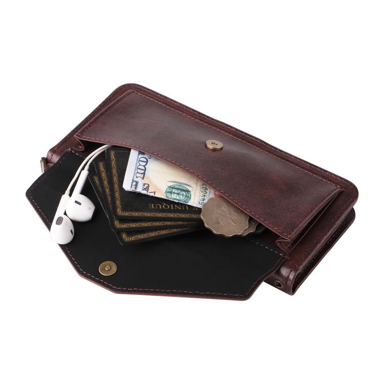 For iPhone Air Multi-card Slots Crossbody Cowhide Leather Phone Case(Brown) - iPhone Air Cases by buy2fix | Online Shopping UK | buy2fix