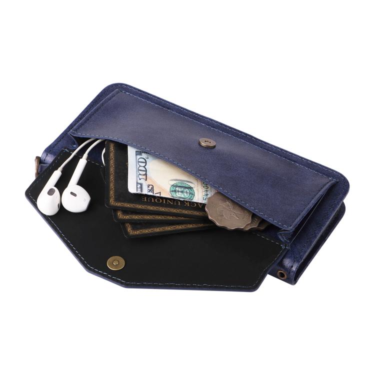 For iPhone Air Multi-card Slots Crossbody Cowhide Leather Phone Case(Blue) - iPhone Air Cases by buy2fix | Online Shopping UK | buy2fix