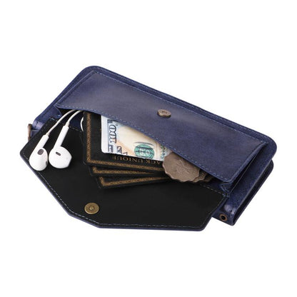 For iPhone Air Multi-card Slots Crossbody Cowhide Leather Phone Case(Blue) - iPhone Air Cases by buy2fix | Online Shopping UK | buy2fix