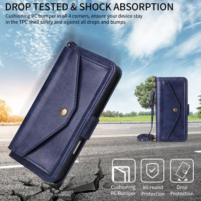 For iPhone Air Multi-card Slots Crossbody Cowhide Leather Phone Case(Blue) - iPhone Air Cases by buy2fix | Online Shopping UK | buy2fix