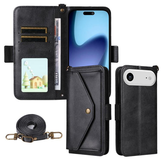 For iPhone Air Multi-card Slots Crossbody Cowhide Leather Phone Case(Black) - iPhone Air Cases by buy2fix | Online Shopping UK | buy2fix