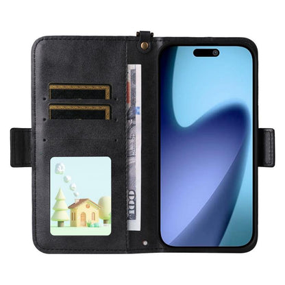 For iPhone Air Multi-card Slots Crossbody Cowhide Leather Phone Case(Black) - iPhone Air Cases by buy2fix | Online Shopping UK | buy2fix