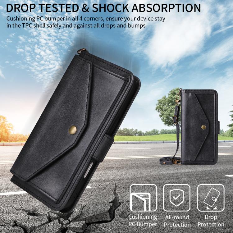 For iPhone Air Multi-card Slots Crossbody Cowhide Leather Phone Case(Black) - iPhone Air Cases by buy2fix | Online Shopping UK | buy2fix