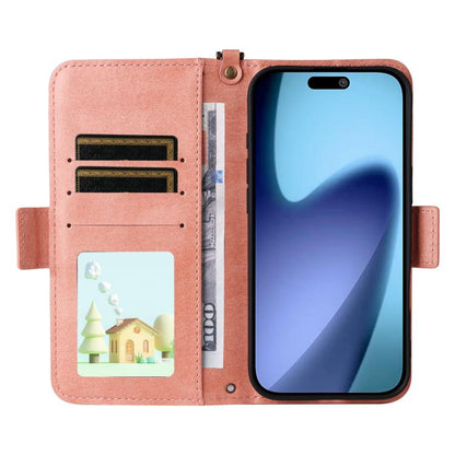 For iPhone Air Multi-card Slots Crossbody Cowhide Leather Phone Case(Pink) - iPhone Air Cases by buy2fix | Online Shopping UK | buy2fix