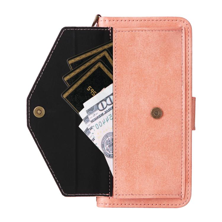 For iPhone Air Multi-card Slots Crossbody Cowhide Leather Phone Case(Pink) - iPhone Air Cases by buy2fix | Online Shopping UK | buy2fix