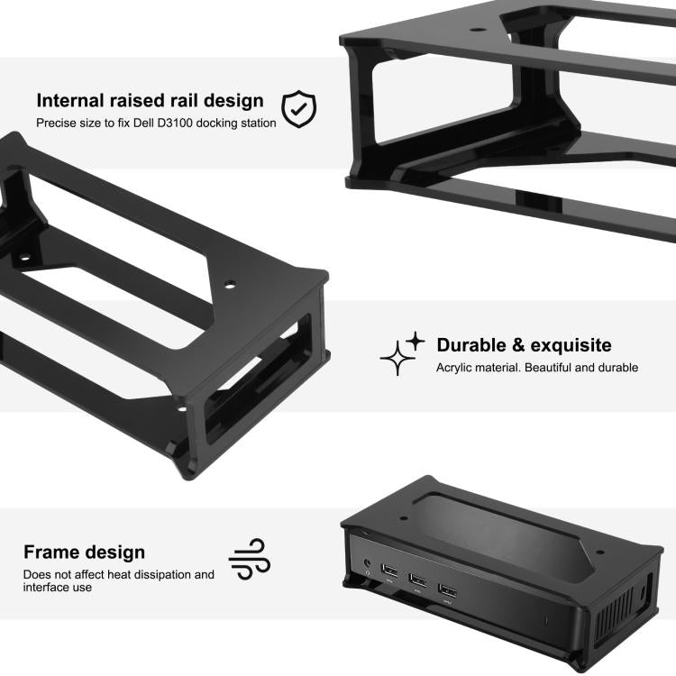 Multi-Purpose Mount Universal Mounting Bracket Base for Dell D3100 Docking Station(Black) - Network Cabinets by buy2fix | Online Shopping UK | buy2fix