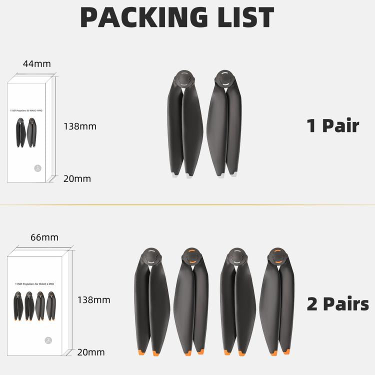 For DJI Mavic 4 Pro Sunnylife 1158F Quick-Release Propellers Blades, Type:One Pair(Orange Tip) - DIY Propeller by Sunnylife | Online Shopping UK | buy2fix