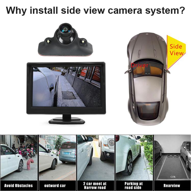 1080P 5 inch HD Display Screen Side Front Blind Spot Camera Image Assistance System Kit(Black) - Rear View Cameras by buy2fix | Online Shopping UK | buy2fix