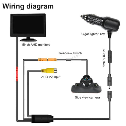 1080P 5 inch HD Display Screen Side Front Blind Spot Camera Image Assistance System Kit(Black) - Rear View Cameras by buy2fix | Online Shopping UK | buy2fix