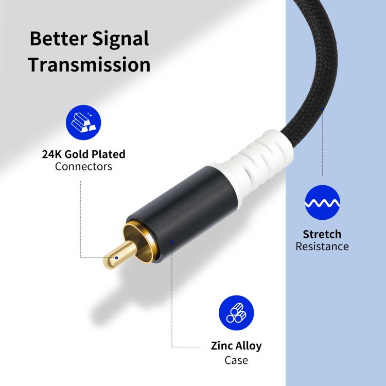 2 RCA Male to 2 RCA Male Audio Cable, Length:1m(Black) - RCA Cable by buy2fix | Online Shopping UK | buy2fix
