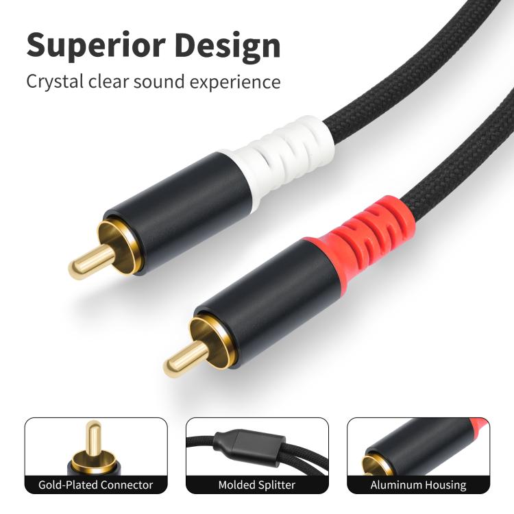 2 RCA Male to 2 RCA Male Audio Cable, Length:1m(Black) - RCA Cable by buy2fix | Online Shopping UK | buy2fix
