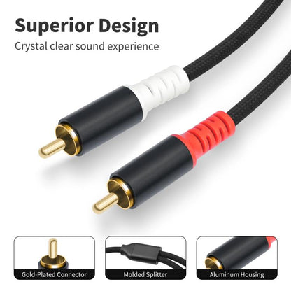 2 RCA Male to 2 RCA Male Audio Cable, Length:1m(Black) - RCA Cable by buy2fix | Online Shopping UK | buy2fix