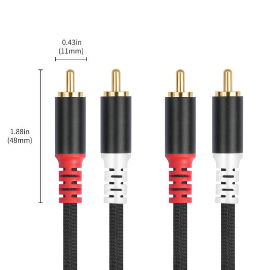 2 RCA Male to 2 RCA Male Audio Cable, Length:2m(Black) - RCA Cable by buy2fix | Online Shopping UK | buy2fix