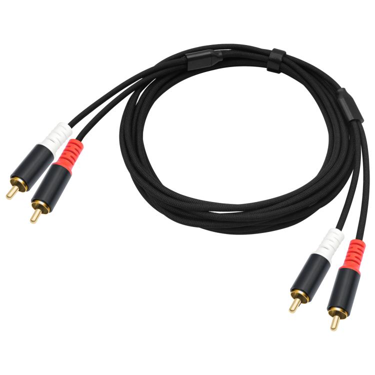 2 RCA Male to 2 RCA Male Audio Cable, Length:2m(Black) - RCA Cable by buy2fix | Online Shopping UK | buy2fix