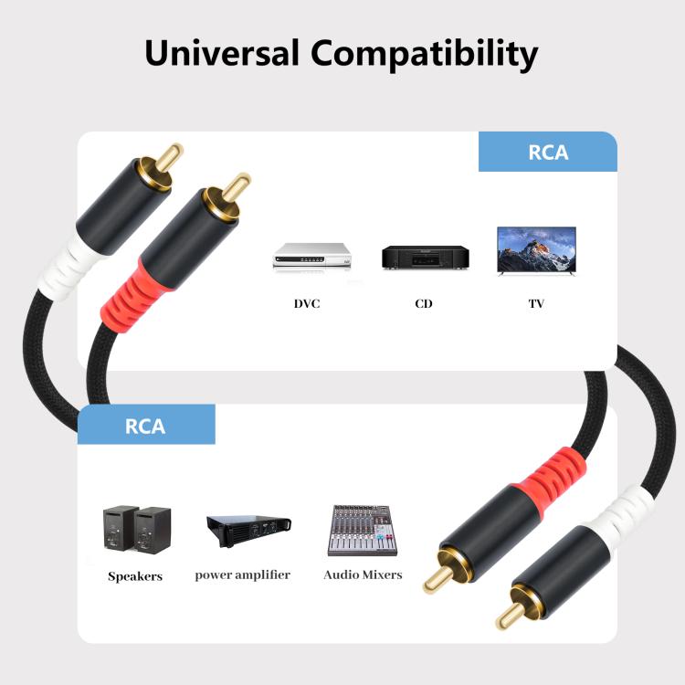 2 RCA Male to 2 RCA Male Audio Cable, Length:3m(Black) - RCA Cable by buy2fix | Online Shopping UK | buy2fix
