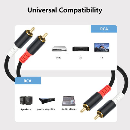 2 RCA Male to 2 RCA Male Audio Cable, Length:5m(Black) - RCA Cable by buy2fix | Online Shopping UK | buy2fix