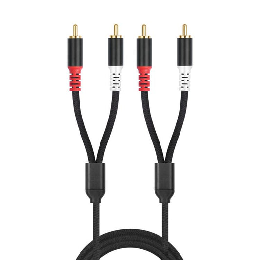 2 RCA Male to 2 RCA Male Audio Cable, Length:7.6m(Black) - RCA Cable by buy2fix | Online Shopping UK | buy2fix