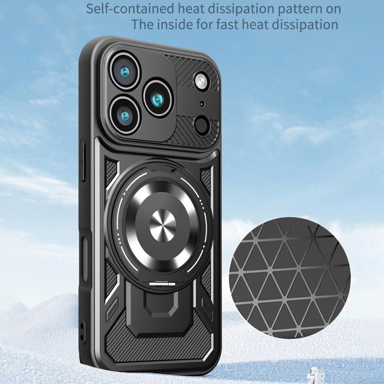 For iPhone 17 Pro Max Armor Rotating Holder MagSafe Phone Case(Black) - iPhone 17 Pro Max Cases by buy2fix | Online Shopping UK | buy2fix