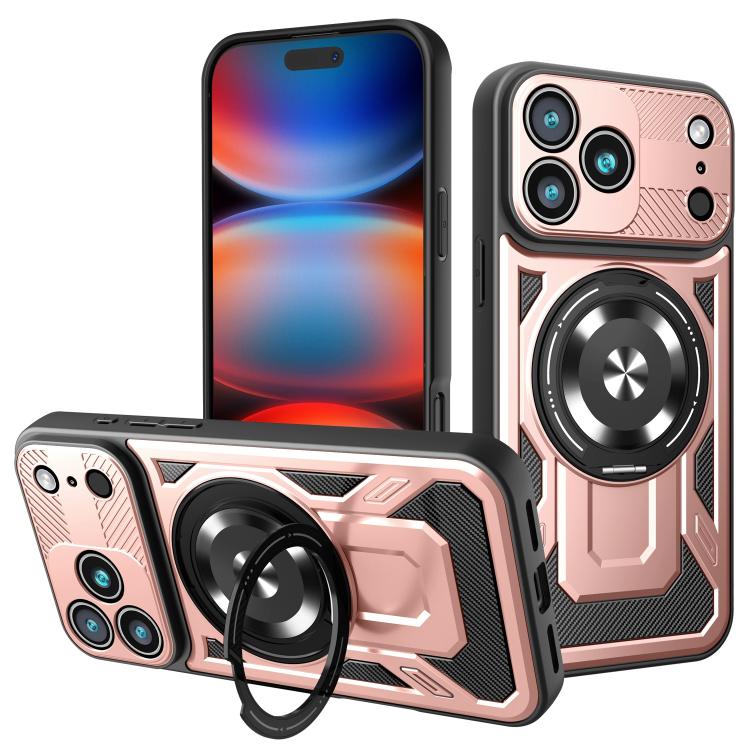 For iPhone 17 Pro Max Armor Rotating Holder MagSafe Phone Case(Rose Gold) - iPhone 17 Pro Max Cases by buy2fix | Online Shopping UK | buy2fix