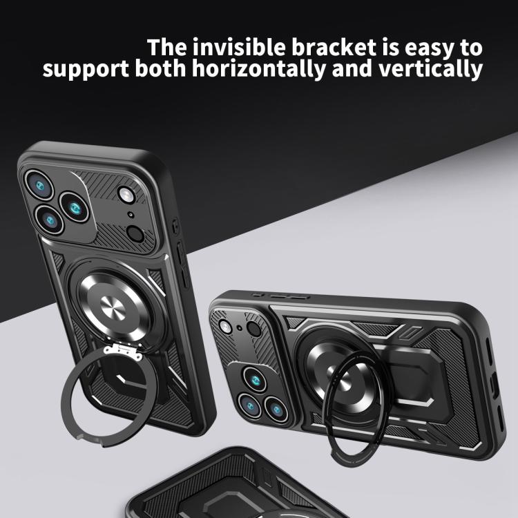 For iPhone 17 Pro Max Armor Rotating Holder MagSafe Phone Case(Rose Gold) - iPhone 17 Pro Max Cases by buy2fix | Online Shopping UK | buy2fix