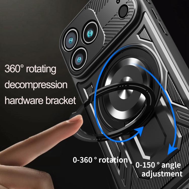 For iPhone 17 Pro Max Armor Rotating Holder MagSafe Phone Case(Purple) - iPhone 17 Pro Max Cases by buy2fix | Online Shopping UK | buy2fix