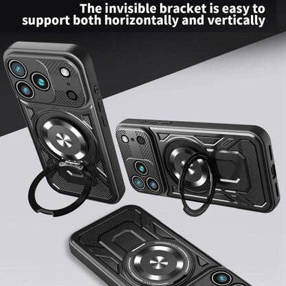 For iPhone 17 Pro Armor Rotating Holder MagSafe Phone Case(Black) - iPhone 17 Pro Cases by buy2fix | Online Shopping UK | buy2fix
