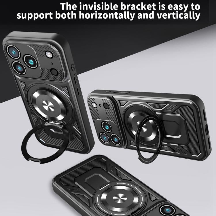 For iPhone 17 Pro Armor Rotating Holder MagSafe Phone Case(Grey) - iPhone 17 Pro Cases by buy2fix | Online Shopping UK | buy2fix