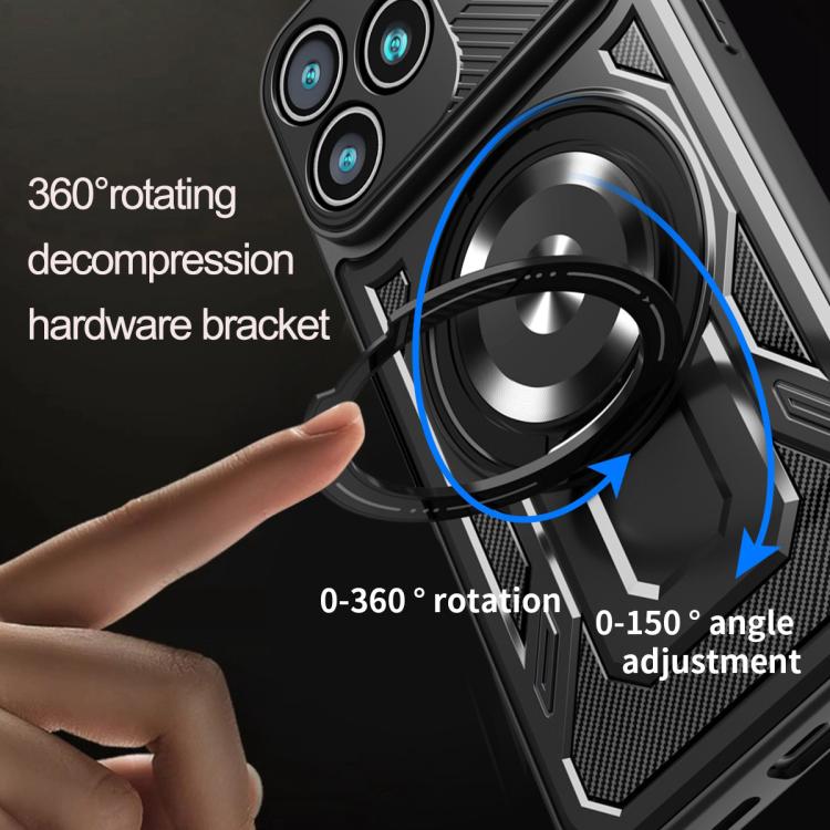 For iPhone 17 Pro Armor Rotating Holder MagSafe Phone Case(Grey) - iPhone 17 Pro Cases by buy2fix | Online Shopping UK | buy2fix