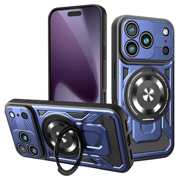 For iPhone 17 Pro Armor Rotating Holder MagSafe Phone Case(Blue) - iPhone 17 Pro Cases by buy2fix | Online Shopping UK | buy2fix
